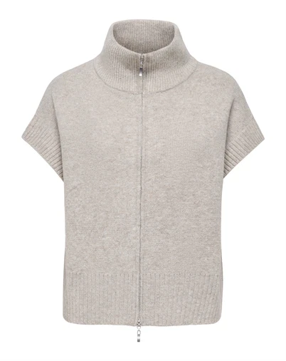 JDY - JDYLea 2 Way Zip Vest - Natural Melange 